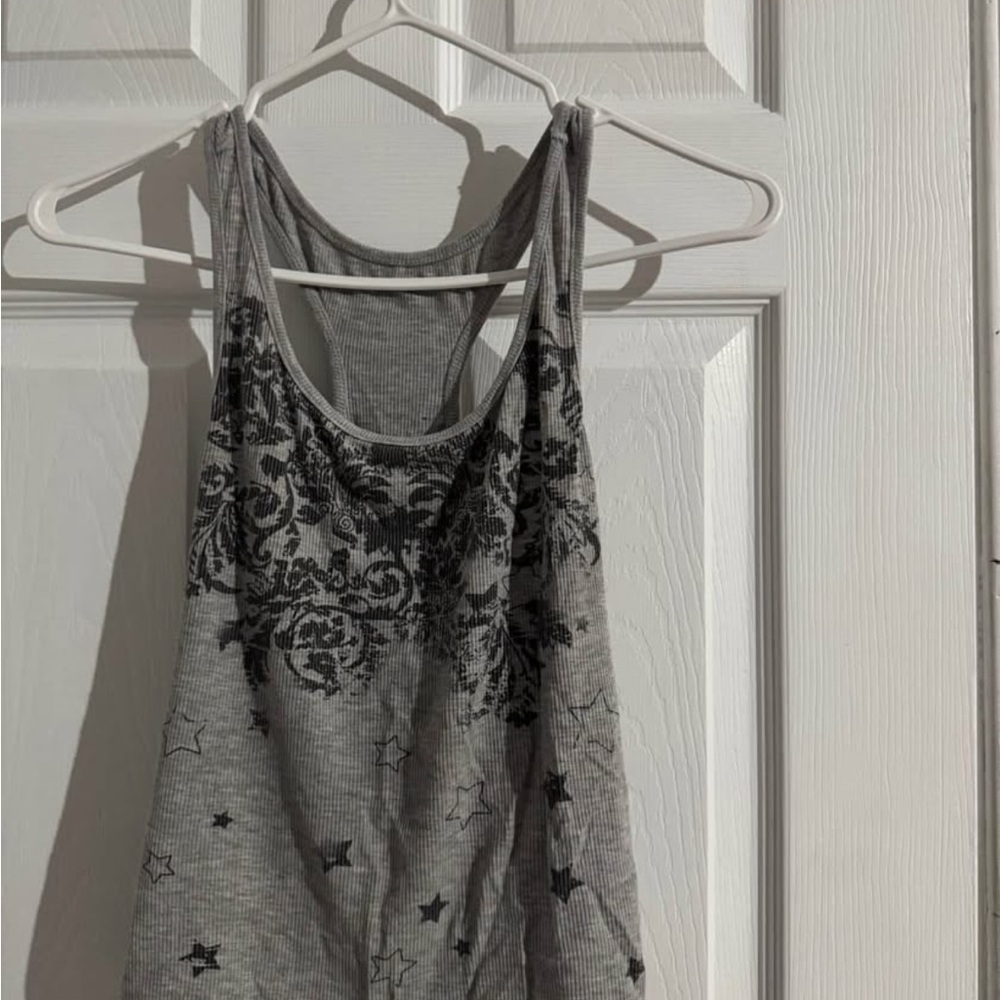 Gray and Black Patterned Women's Top